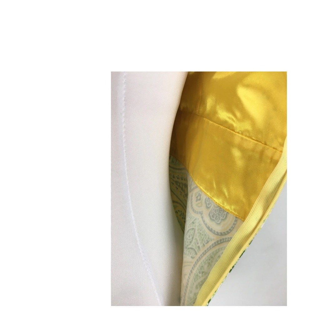 Spense Paisley Yellow and Green Cotton Surplice V-Neck Sleeveless Midi Dress 12 - Picture 15 of 16